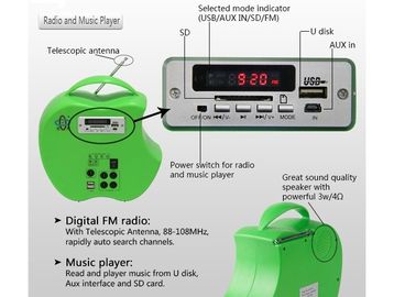 acheter Le lecteur de musique solaire de radio d'éclairage de chargeur portatif de panneau solaire de 10 watts facile portent le système online manufacture