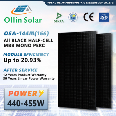 Panneau solaire Kit For Homes 445W 450W 455W 460W de pleines demi cellules mono noires